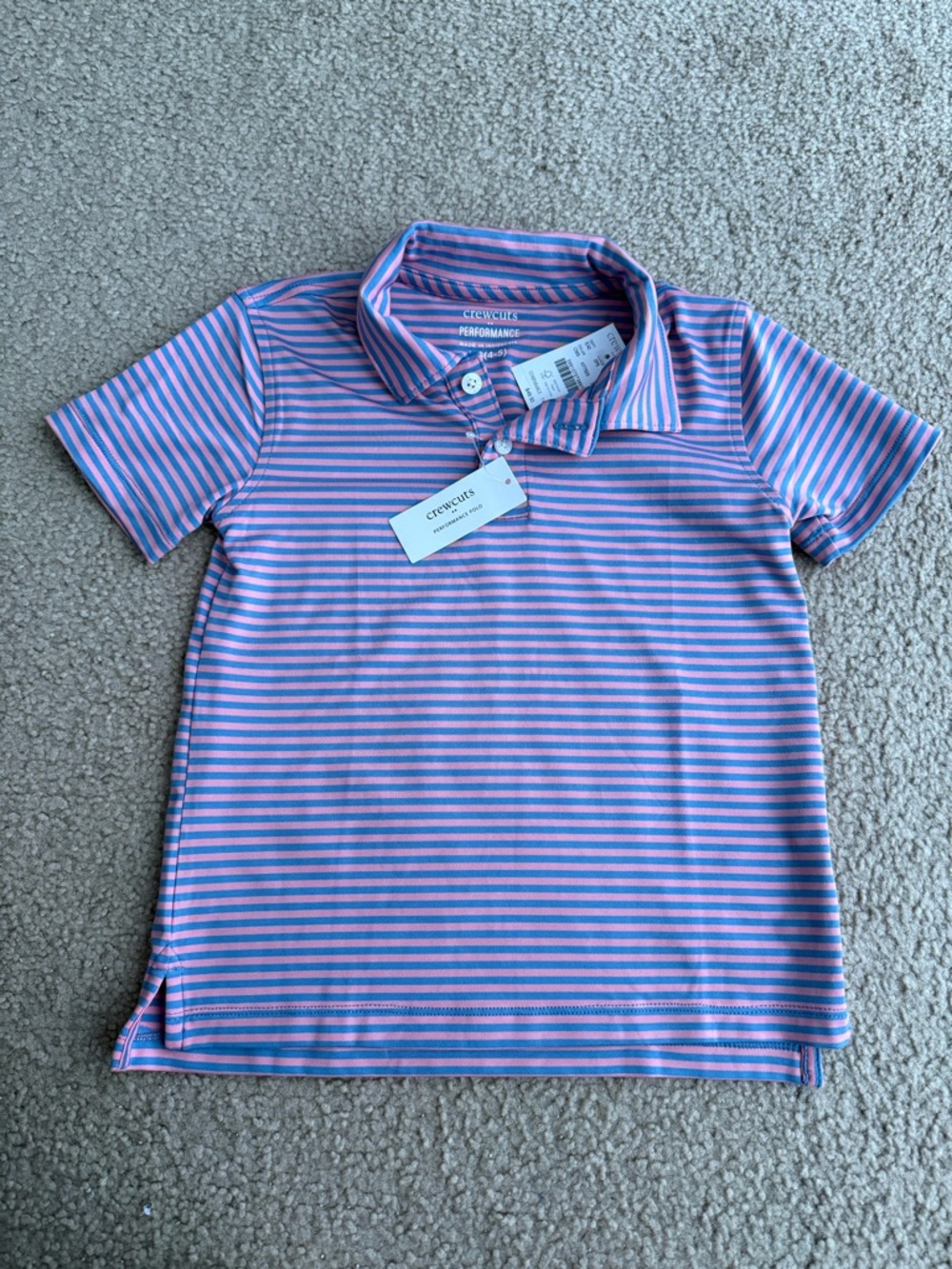 Crewcuts Pink and Blue Striped Performance Polo